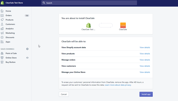 ClearSale Shopify 1